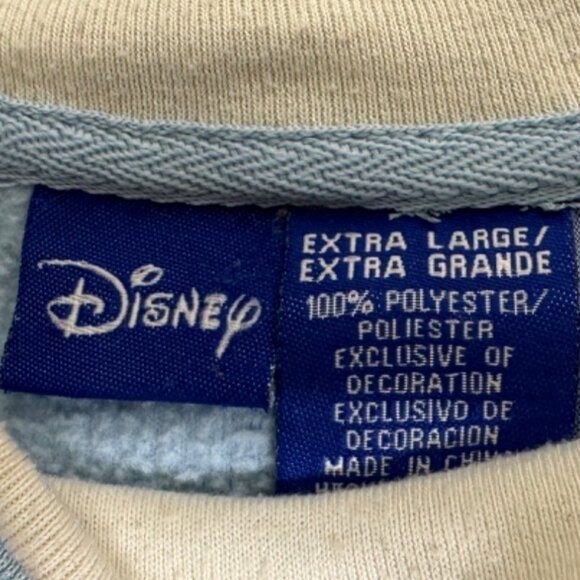Disney Eeyore Fleece Sweatshirt XL Light Blue Winter Snowflakes Design Vintage - Picture 3 of 5